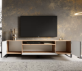 TV-Lowboard NOEMI 200 – Modernes Design mit geriffelter Front - Schwarz/Holz