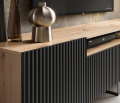 TV-Lowboard NOEMI 200 – Modernes Design mit geriffelter Front - Schwarz/Holz
