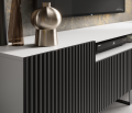 TV-Lowboard NOEMI 200 – Modernes Design mit geriffelter Front - Schwarz Weiß
