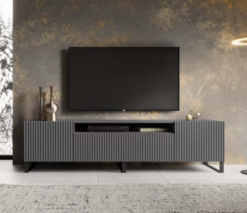 TV-Lowboard NOEMI 200 – Modernes Design mit geriffelter Front - Grau.png