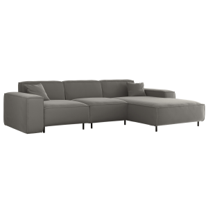 Ecksofa LUGA L HILLS – elegantes Designer-Ecksofa in L-Form mit Veloursbezug TIFFANI für modernes Wohnen, Stoff Tiffany 16 - Grau