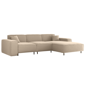 Ecksofa LUGA L HILLS – elegantes Designer-Ecksofa in L-Form mit Veloursbezug TIFFANI für modernes Wohnen, Stoff Tiffany 02 - Beige