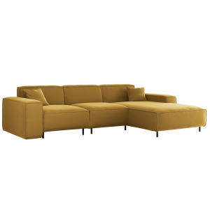 Ecksofa LUGA L HILLS – elegantes Designer-Ecksofa in L-Form mit Veloursbezug TIFFANI für modernes Wohnen, Stoff Tiffany 08 - Senf