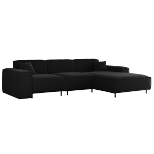 Ecksofa LUGA L HILLS – elegantes Designer-Ecksofa in L-Form mit Veloursbezug TIFFANI für modernes Wohnen, Stoff Tiffany 20 - Schwarz