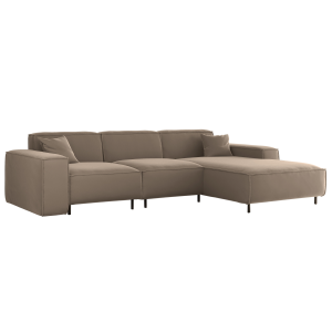 Ecksofa LUGA L HILLS – elegantes Designer-Ecksofa in L-Form mit Veloursbezug TIFFANI für modernes Wohnen, Stoff Tiffany 29 - Taupe