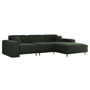 Ecksofa LUGA L HILLS – elegantes Designer-Ecksofa in L-Form mit Veloursbezug TIFFANI für modernes Wohnen, Stoff Tiffany 38 - Grün