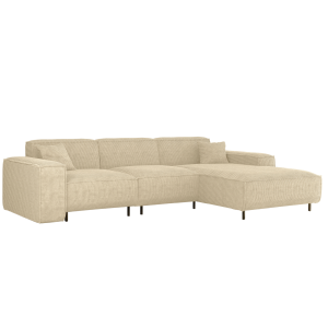 Ecksofa LUGA L HILLS – elegantes Designer-Ecksofa in L-Form mit Strukturstoff SCALA für modernes Wohnen, Stoff Scala - Creme