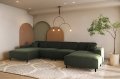 LUGA U HILLS Ecksofa in U-Form – große Wohnlandschaft, freistehend, mit Wellenfedern Typ B und Tiffany Veloursbezug - Grün