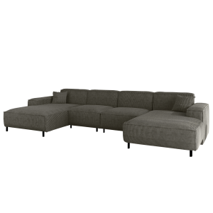 LUGA U HILLS Ecksofa in U-Form – große Wohnlandschaft mit wasserabweisendem SCALA Stoff, freistehend - Anthracite