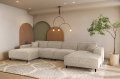 LUGA U HILLS Ecksofa in U-Form – große Wohnlandschaft mit wasserabweisendem SCALA Stoff, freistehend - Beige