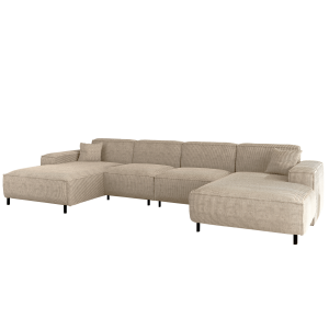 LUGA U HILLS Ecksofa in U-Form – große Wohnlandschaft mit wasserabweisendem SCALA Stoff, freistehend - Beige