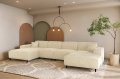 LUGA U HILLS Ecksofa in U-Form – große Wohnlandschaft mit wasserabweisendem SCALA Stoff, freistehend - Creme