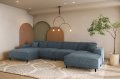 LUGA U HILLS Ecksofa in U-Form – große Wohnlandschaft mit wasserabweisendem SCALA Stoff, freistehend - Dunkelblau