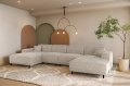 LUGA U HILLS Ecksofa in U-Form – große Wohnlandschaft mit wasserabweisendem SCALA Stoff, freistehend - Sand Beige