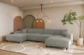 LUGA U HILLS Ecksofa in U-Form – große Wohnlandschaft mit wasserabweisendem SCALA Stoff, freistehend - Grau