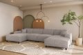 LUGA U HILLS Ecksofa in U-Form – große Wohnlandschaft mit wasserabweisendem SCALA Stoff, freistehend - Trüffelfarben, Taupe