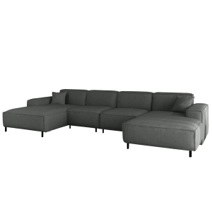 LUGA U HILLS Ecksofa in U-Form – große Wohnlandschaft mit PET-FRIENDLY Stoff ARTICO, freistehend - Anthrazit