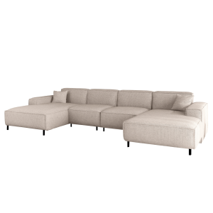 LUGA U HILLS Ecksofa in U-Form – große Wohnlandschaft mit PET-FRIENDLY Stoff ARTICO, freistehend - Creme
