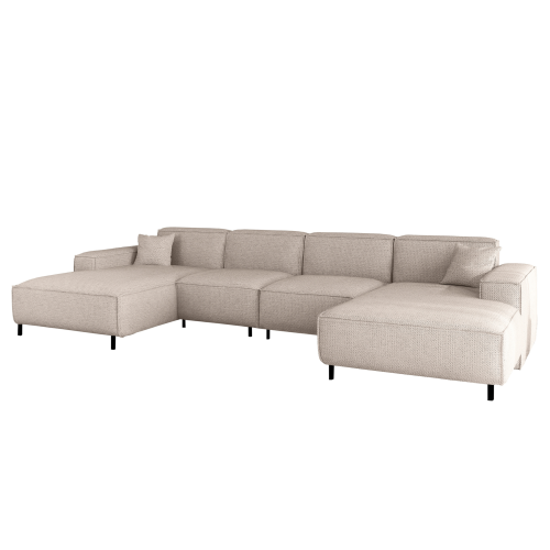 LUGA U HILLS Ecksofa in U-Form – große Wohnlandschaft mit PET-FRIENDLY Stoff ARTICO, freistehend - Creme.png
