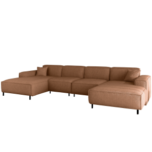 LUGA U HILLS Ecksofa in U-Form – große Wohnlandschaft mit PET-FRIENDLY Stoff ARTICO, freistehend - Orange, Kupferrot