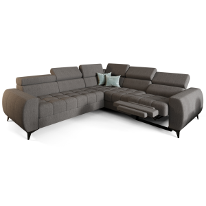 Porto II Relax Ecksofa mit elektrischer Relaxfunktion, Schlaffunktion & Stoff Gemma 85 - Grau