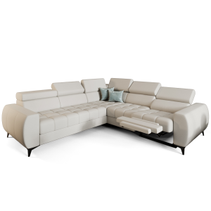 Porto II Relax Ecksofa mit elektrischer Relaxfunktion, Schlaffunktion - Echtleder, Weiß 