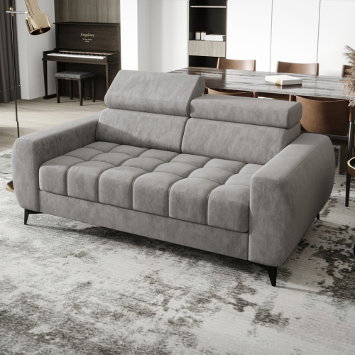 Porto II Sofa – moderne Eckcouch mit verstellbaren Kopfstützen, T35 & HR Schaum, Veloursstoff Terra 88 - Grau.png