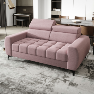 Porto II Sofa – moderne Eckcouch mit verstellbaren Kopfstützen, T35 & HR Schaum, Chenillestoff Gemma 60 - Rosa 