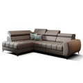 Porto Mini Ecksofa mit Schlaffunktion, verstellbaren Kopfstützen und Bettkasten – Echtleder L-8, Graubeige - LINKS.png