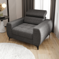 PORTO Sessel 110 cm – Gepolsterter Sessel mit verstellbaren Kopfstützen, freistehend im modernen Stil - Stoff Aragon 90, Grau.png