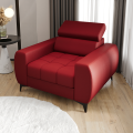 PORTO Sessel 110 cm – Gepolsterter Sessel mit verstellbaren Kopfstützen, freistehend im modernen Stil - Echtleder L-55, Rot (1).png