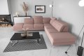 OSLO MAX Ecksofa 295x295 cm aus Naturleder mit Schlaffunktion und verstellbaren Kopfstützen - Stoff Gemma 61, Altrosa