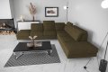 OSLO MAX Ecksofa 295x295 cm aus Naturleder mit Schlaffunktion und verstellbaren Kopfstützen - Stoff Moly