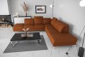 OSLO MAX Ecksofa 295x295 cm aus Naturleder mit Schlaffunktion und verstellbaren Kopfstützen - Echtleder