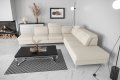 OSLO MAX Ecksofa 295x295 cm aus Naturleder mit Schlaffunktion und verstellbaren Kopfstützen - Echtleder U-8, Creme