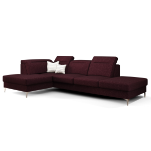OSLO MINI Ecksofa 295x180 cm mit Schlaffunktion und Bettkasten - Stoff Gemma 59, Rotwein