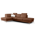 OSLO MINI Ecksofa 295x180 cm mit Schlaffunktion und Bettkasten - Echtleder K-31, Ziegel