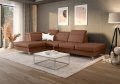 OSLO MINI Ecksofa 295x180 cm mit Schlaffunktion und Bettkasten - Echtleder K-31