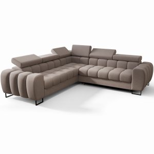 ASPEN MAX Ecksofa mit Schlaffunktion, verstellbare Kopfstützen & Bettkasten, 260×260 cm, GRAU (Vogue 15 Grey)
