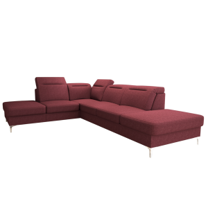 Oslo Ecksofa 295×220 - Elegantes, komfortables Sofa mit Schlaffunktion - Stoff Gemma 58, Weinrot 
