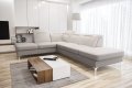Oslo Ecksofa 295×220 - Elegantes, komfortables Sofa mit Schlaffunktion - Echtleder L-1, Weiß
