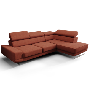 Milano I Ecksofa 270x180 cm – Modernes Ecksofa mit verstellbaren Kopfstützen, Moly 55 - Ziegel