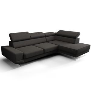 Milano I Ecksofa 270x180 cm – Modernes Ecksofa mit verstellbaren Kopfstützen, Gemma 90 - Dunkelgrau