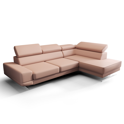 Milano I Ecksofa 270x180 cm – Modernes Ecksofa mit verstellbaren Kopfstützen, Echtleder U-54, Rosa.png