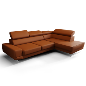 Milano I Ecksofa 270x180 cm – Modernes Ecksofa mit verstellbaren Kopfstützen, Echtleder L-6 - Ziegel