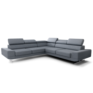 Milano Max Ecksofa 270x270 cm – Modernes Ecksofa mit verstellbaren Kopfstützen, Moly 74 - Blau