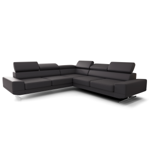 Milano Max Ecksofa 270x270 cm – Modernes Ecksofa mit verstellbaren Kopfstützen, Echtleder K-23 - Dunkelgrau