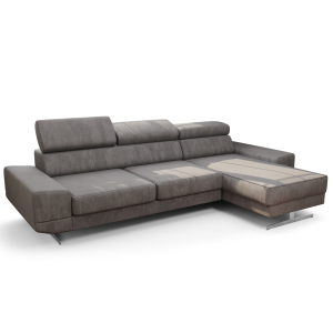 Milano Mini Ecksofa 270 cm – HR-Schaum, Wellenfedern & hohe Füße 16 cm, Terra 92 - Grau