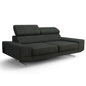 Sofa Milano II 200 cm – Modernes Sofa mit verstellbaren Kopfstützen und Metallfüßen, Stoff Moly 37 - Dunkelgrün