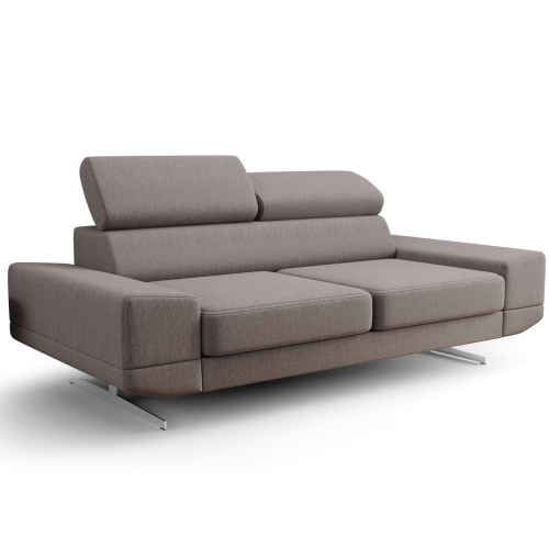 Sofa Milano II 200 cm – Modernes Sofa mit verstellbaren Kopfstützen und Metallfüßen, Stoff Gemma 86 - Aschgrau.png